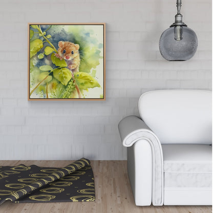 Dormouse Watercolour Framed Canvas