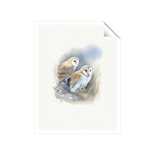 Barn Ano Owls Watercolour Art Prints