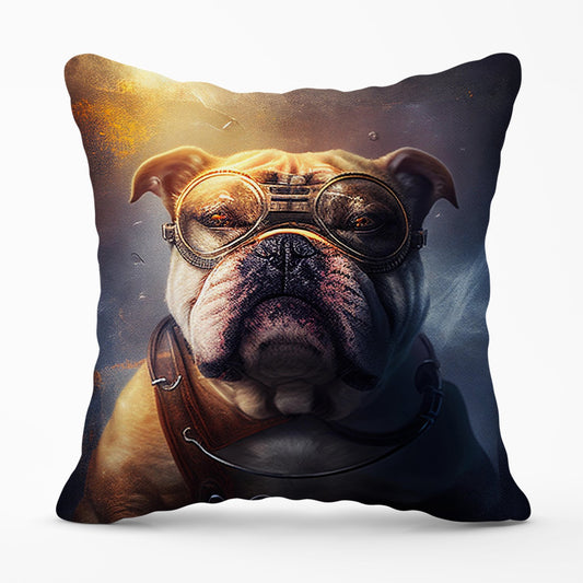 Bulldog Splashart Golden Outdoor Cushion