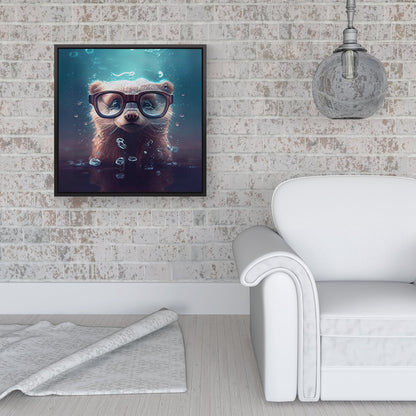 Ferret Splashart Water Framed Canvas
