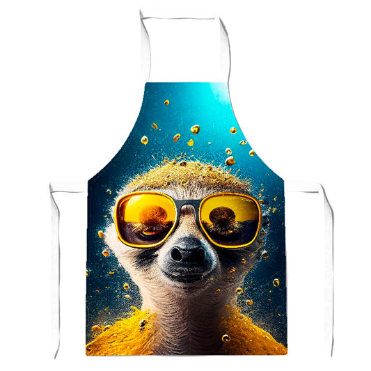 Meerkat With Golden Glasses Splashart Apron