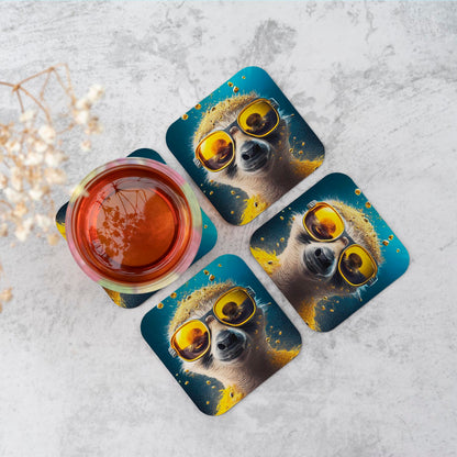 Meerkat With Golden Glasses Splashart Coasters
