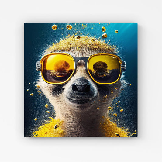 Meerkat With Golden Glasses Splashart Canvas