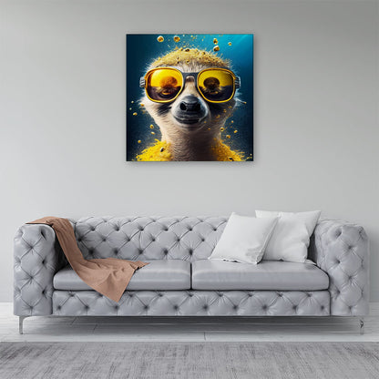 Meerkat With Golden Glasses Splashart Canvas