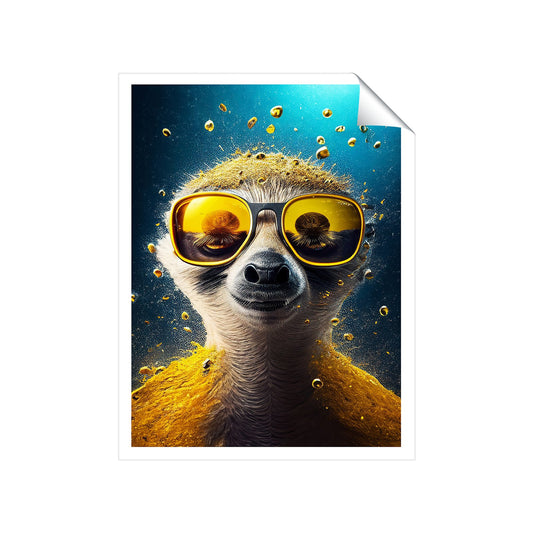 Meerkat With Golden Glasses Splashart Art Prints