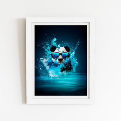 Panda Splashart Water Art Prints