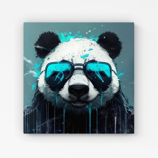 Panda With Blue Glasses Splashart Canvas