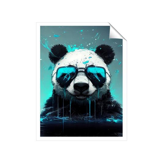 Panda With Blue Glasses Splashart Art Prints