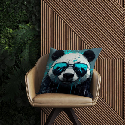 Panda With Blue Glasses Splashart Outdoor Cushion