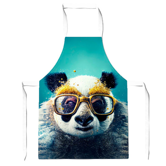 Panda With Golden Glasses Splashart Apron
