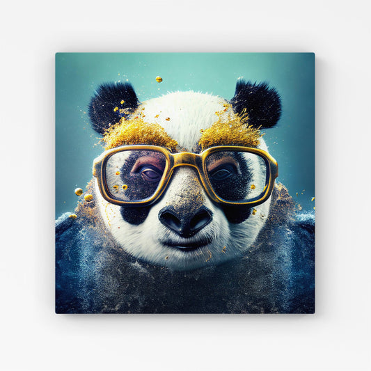 Panda With Golden Glasses Splashart Canvas