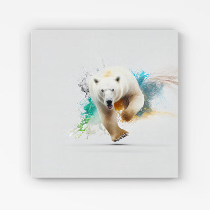 Charging Polar Bear Canvas