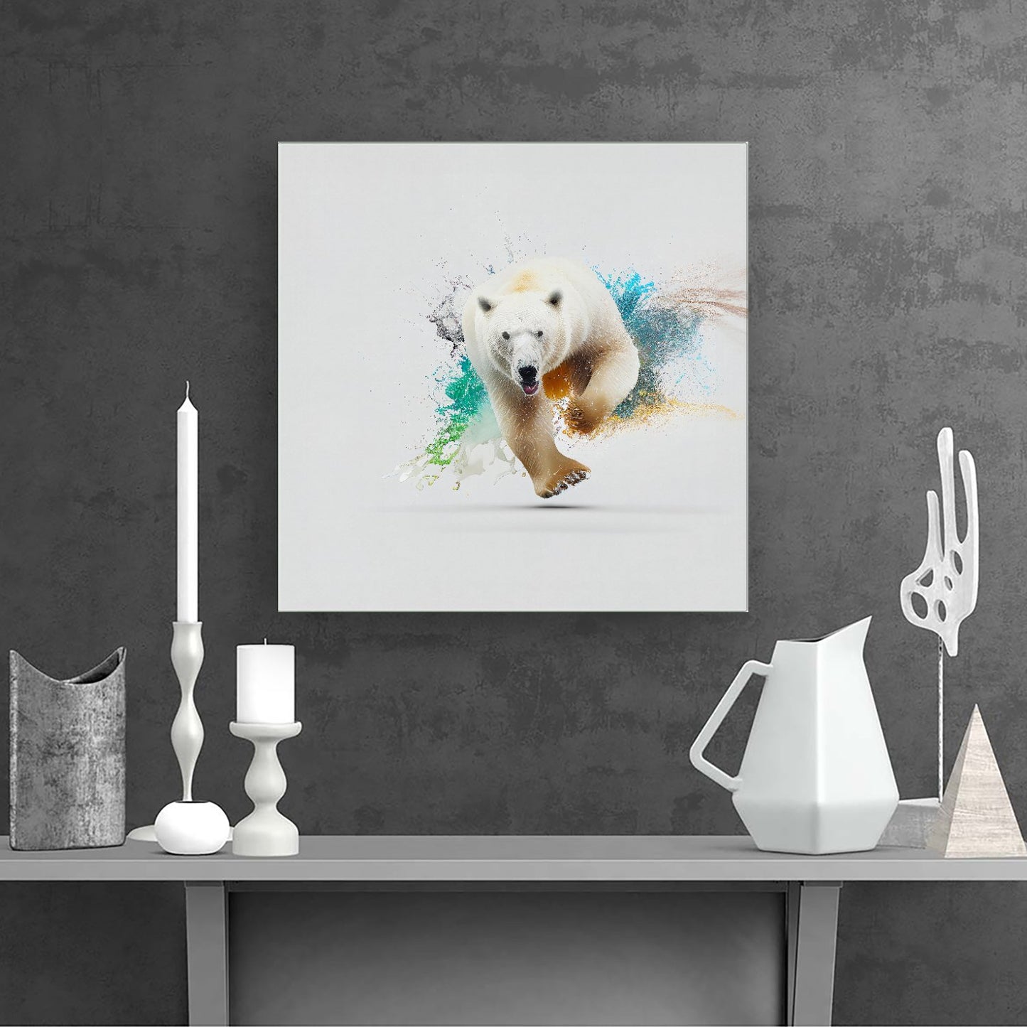 Charging Polar Bear Canvas