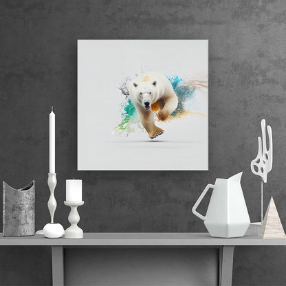 Charging Polar Bear Canvas