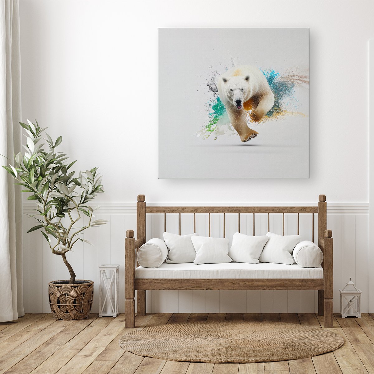 Charging Polar Bear Canvas