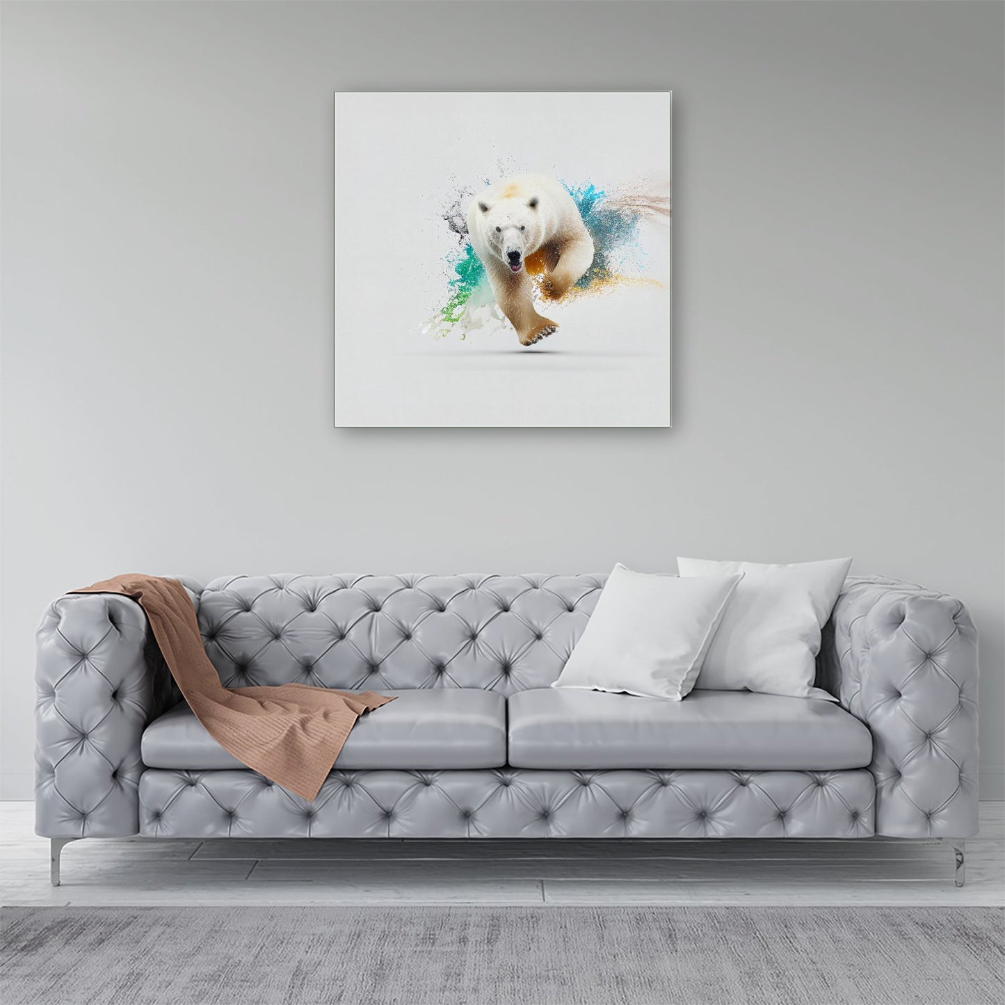 Charging Polar Bear Canvas