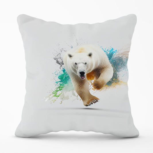 Charging Polar Bear Outdoor Cushion