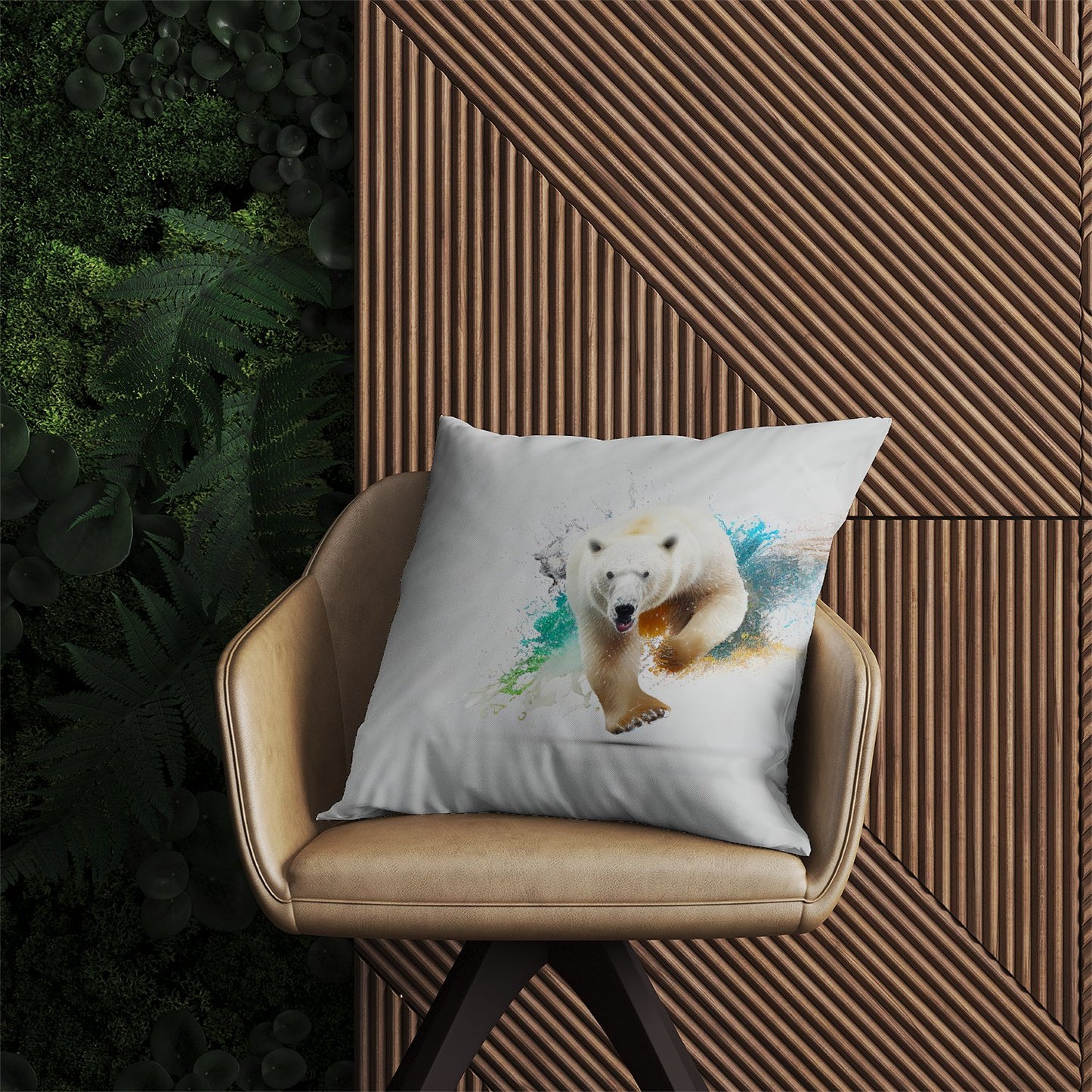 Charging Polar Bear Outdoor Cushion