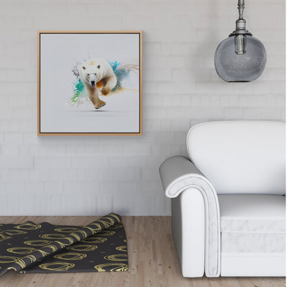 Charging Polar Bear Framed Canvas