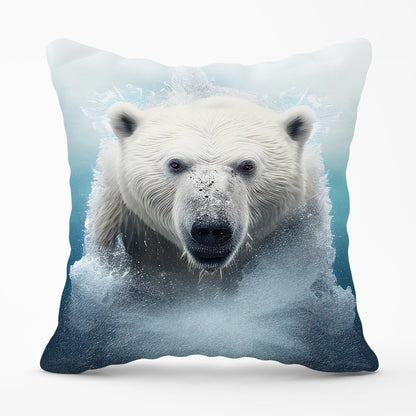 Polar Bear Splashart Outdoor Cushion
