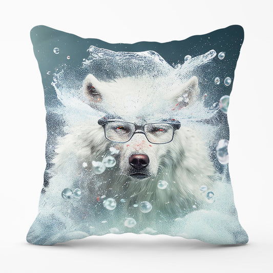 White Wolf Splashart Outdoor Cushion