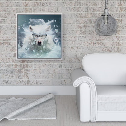 White Wolf Splashart Framed Canvas