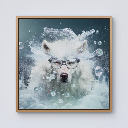 White Wolf Splashart Framed Canvas