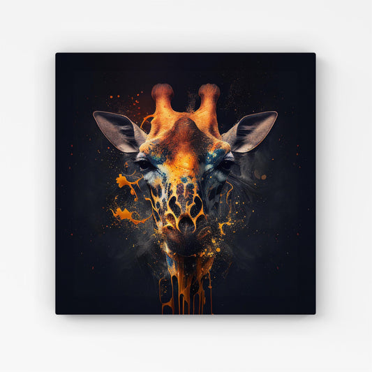 Golden Giraffe Face Splashart Canvas
