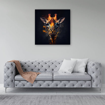 Golden Giraffe Face Splashart Canvas