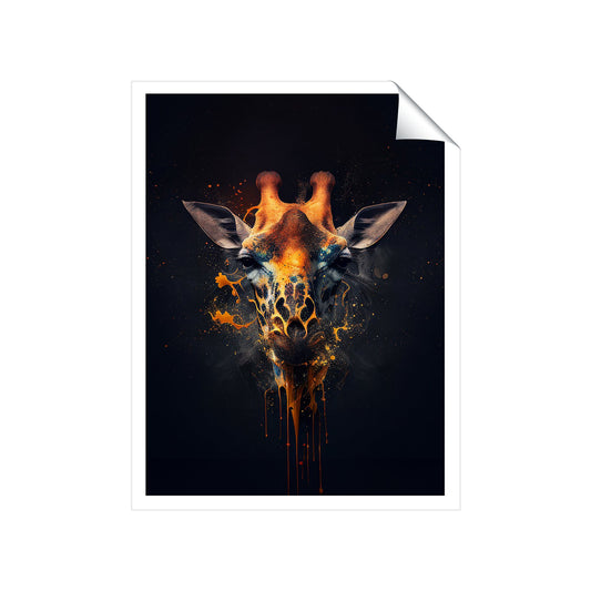 Golden Giraffe Face Splashart Art Prints