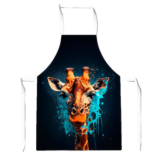 Blue Giraffe Face Splashart Apron