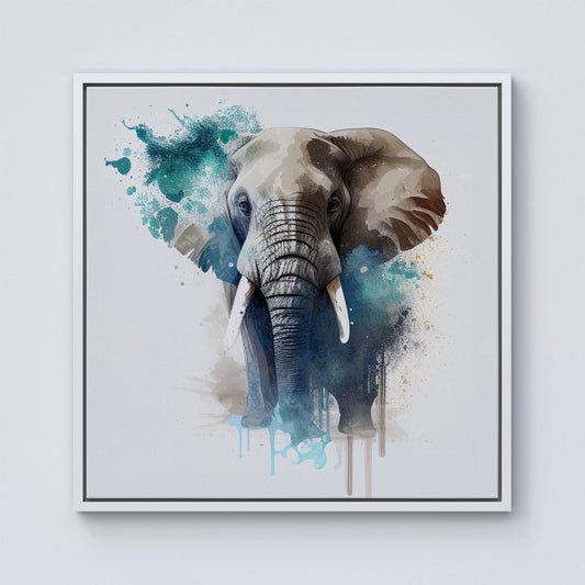 Majestic Elephant Splashart Framed Canvas
