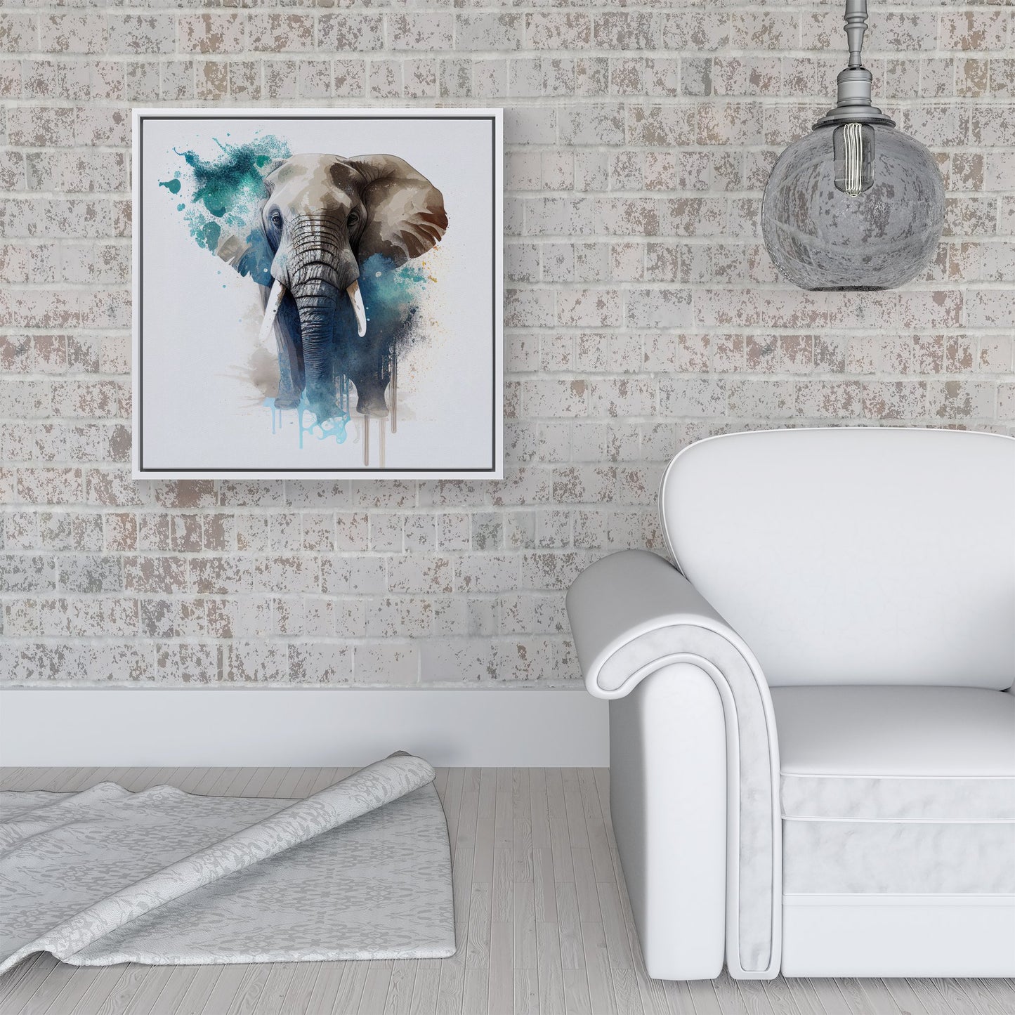 Majestic Elephant Splashart Framed Canvas