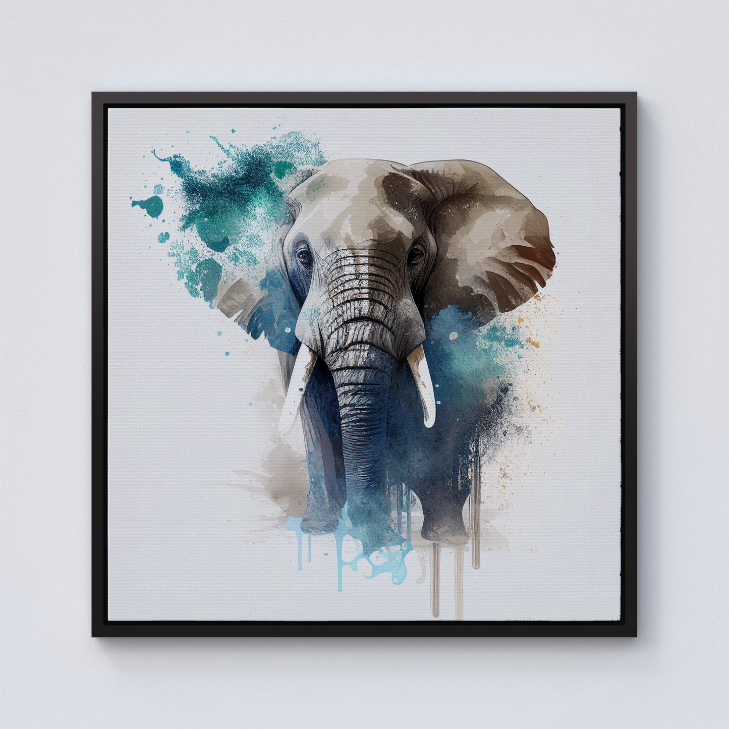 Majestic Elephant Splashart Framed Canvas