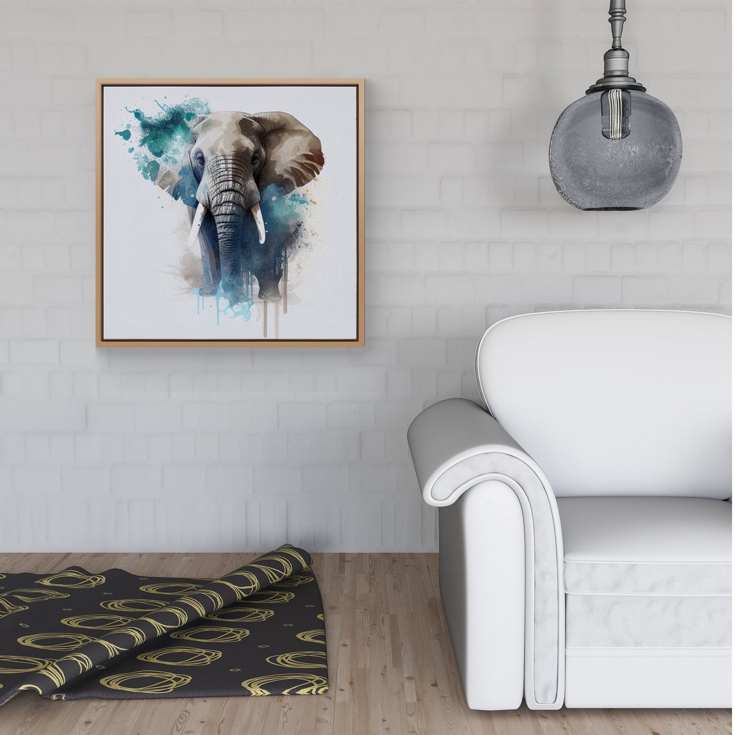 Majestic Elephant Splashart Framed Canvas
