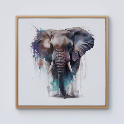 Elephant Splashart Framed Canvas