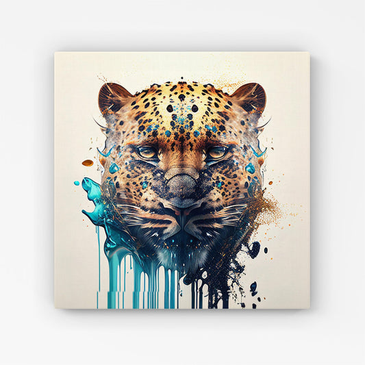 Leapoard Face Splashart On Light Background Canvas