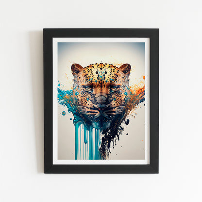 Leapoard Face Splashart On Light Background Art Prints