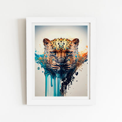 Leapoard Face Splashart On Light Background Art Prints