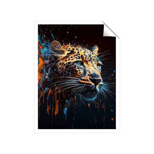 Leapoard Face Splashart On Dark Background Art Prints