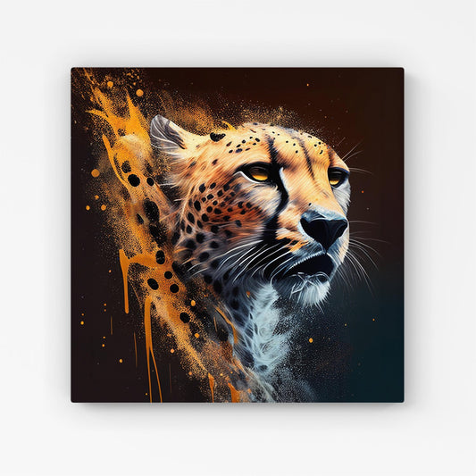 Cheetah Face Splashart Dark Background Canvas
