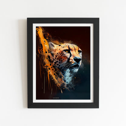 Cheetah Face Splashart Dark Background Art Prints