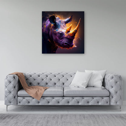 Golden Rhino Face Splashart Canvas