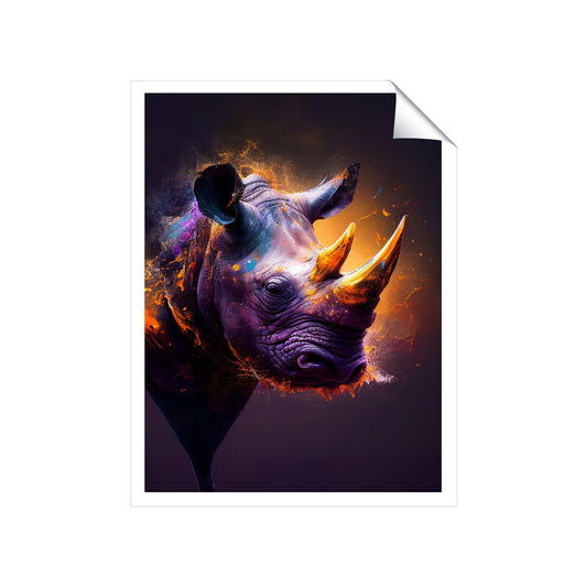 Golden Rhino Face Splashart Art Prints