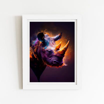Golden Rhino Face Splashart Art Prints