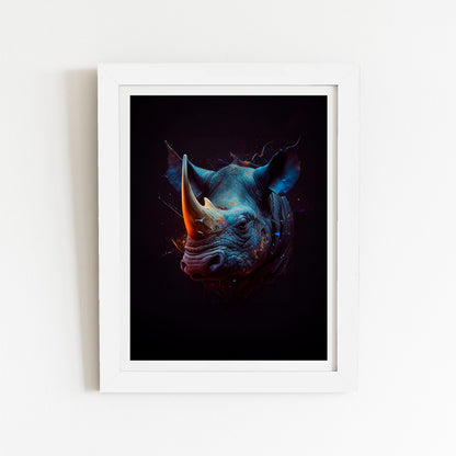 Rhino Face Splashart Art Prints