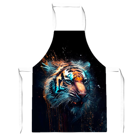 Tiger Face Splashart Dark Background Apron