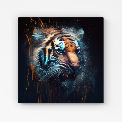 Tiger Face Splashart Dark Background Canvas