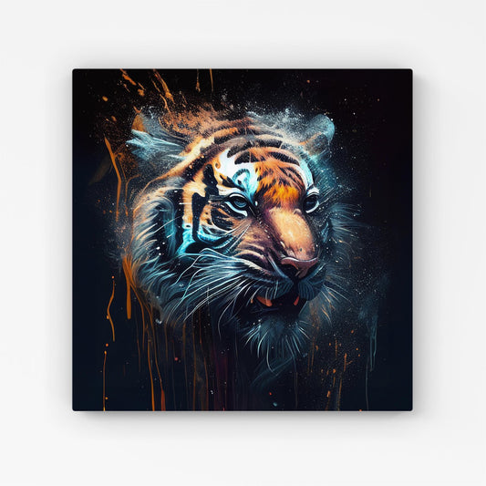 Tiger Face Splashart Dark Background Canvas