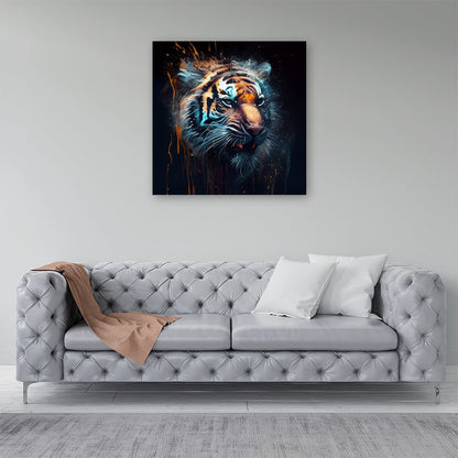 Tiger Face Splashart Dark Background Canvas